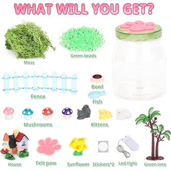 Light Up Cat Terrarium Kit DIY Night Light Activities Kits Arts & Craft - Picture 7 of 11